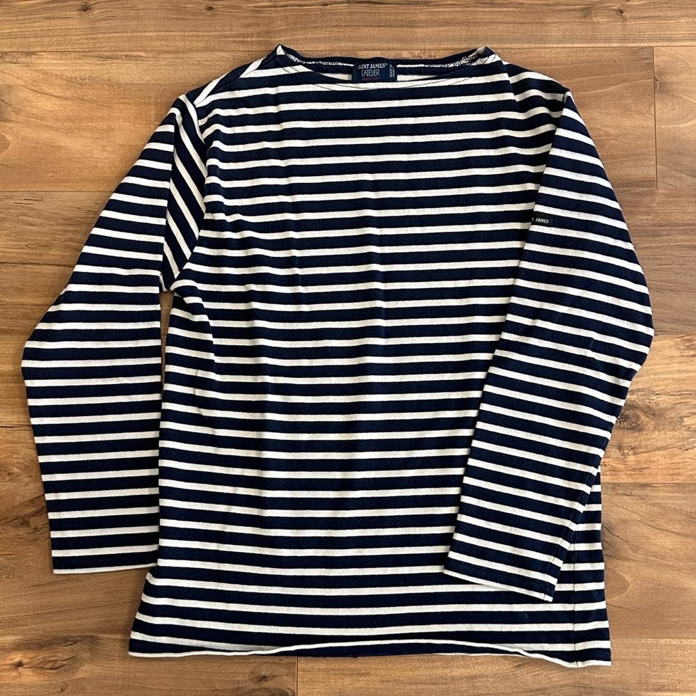 Saint James Breton stripe shirt Navy x Ecru